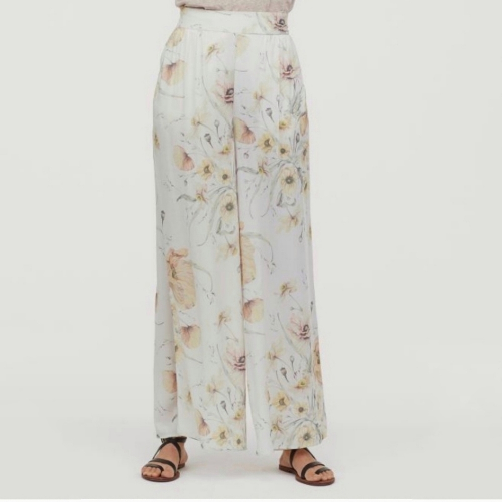 H&M Natural White/Floral Palazzo Pants